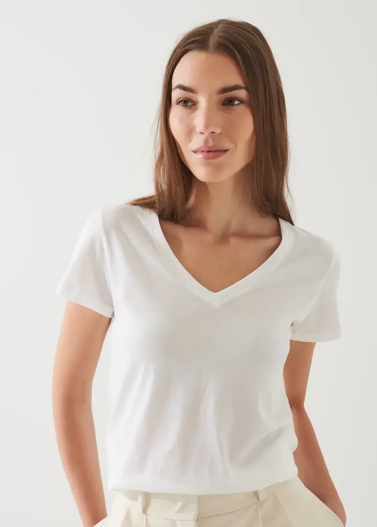 Patrick Assaraf Pima Cotton V-Neck White