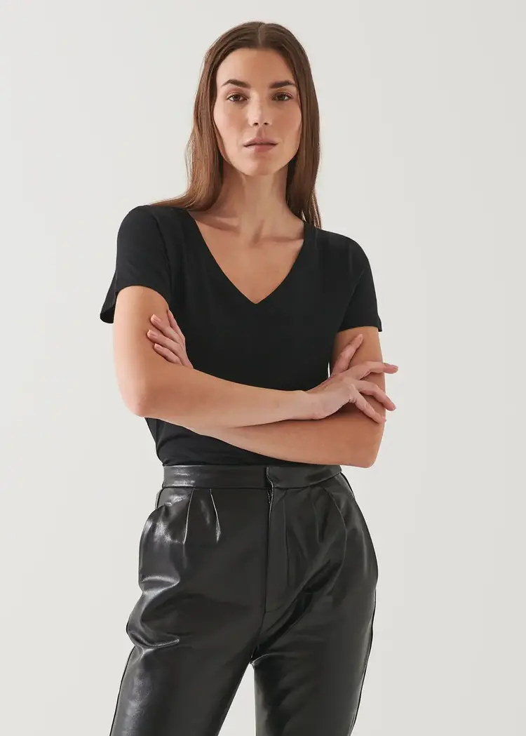 Patrick Assaraf Pima Cotton V-Neck Black