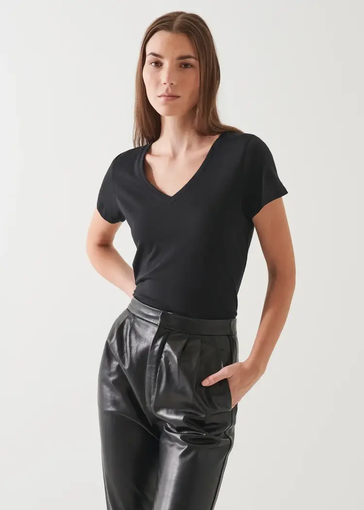 Patrick Assaraf Pima Cotton V-Neck Black