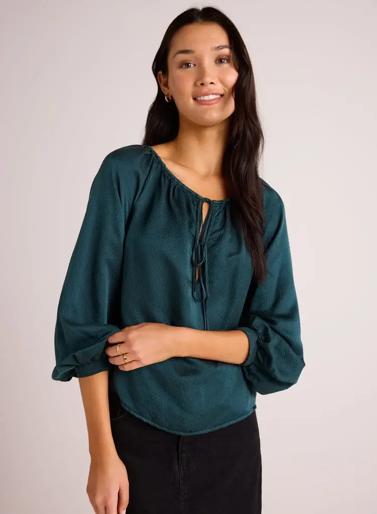 Bella Dahl Tie Neck Raglan Top Marine Teal