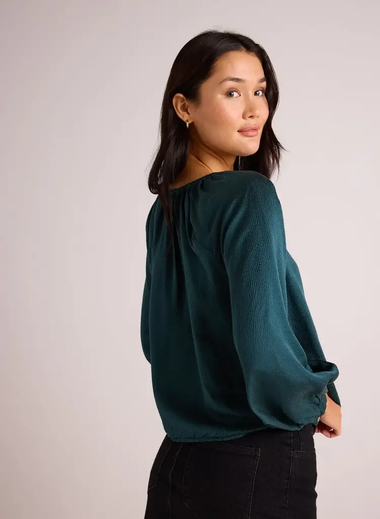 Bella Dahl Tie Neck Raglan Top Marine Teal