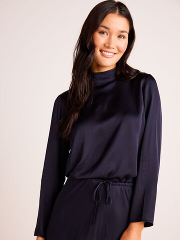 Bella Dahl Mock Neck Button Back Top Navy Eclipse