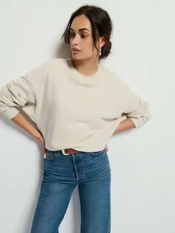 Nation Ltd. Jovie Classic Sweatshirt Heather Oatmeal