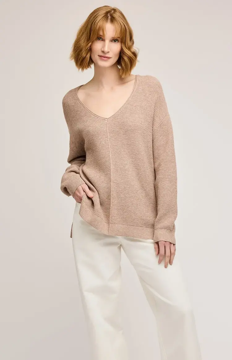 Gentle Fawn Lisbon V-Neck Sweater Heather Taupe