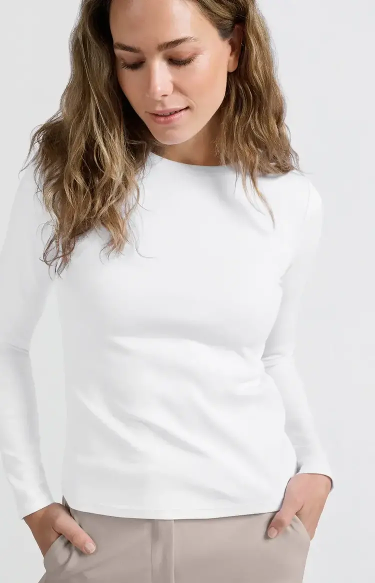Yaya Heavy Quality Long Sleeve T-Shirt Pure White