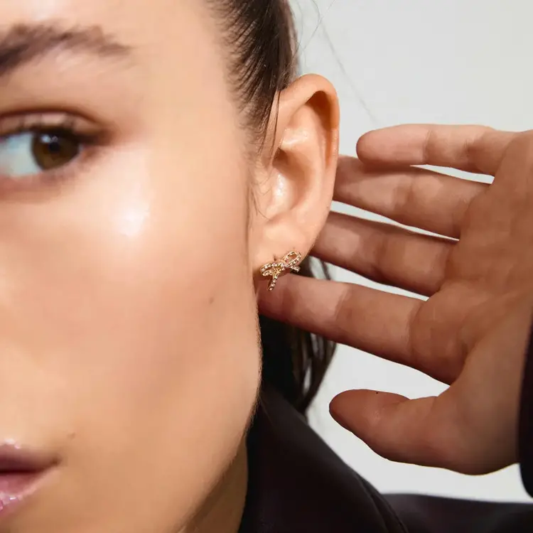 Pilgrim Jewellery CATHARINA Micro Crystal Bow Earrings Gold