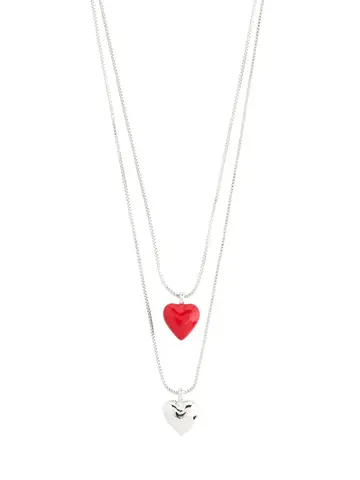 Pilgrim Jewellery MAEVE Red Heart 2 in 1 Necklace Set Silver