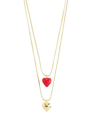 Pilgrim Jewellery MAEVE Red Heart 2 in 1 Necklace Set Gold