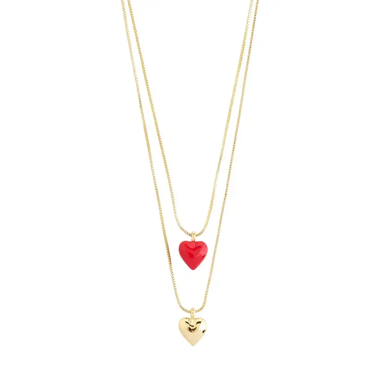Pilgrim Jewellery MAEVE Red Heart 2 in 1 Necklace Set Gold