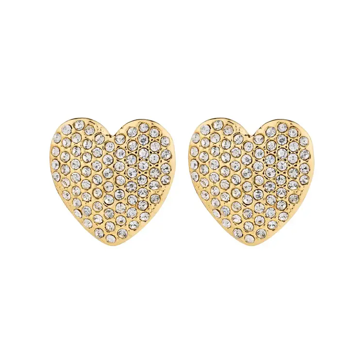 Pilgrim Jewellery DUNE Crystal Heart Stud Earrings Gold