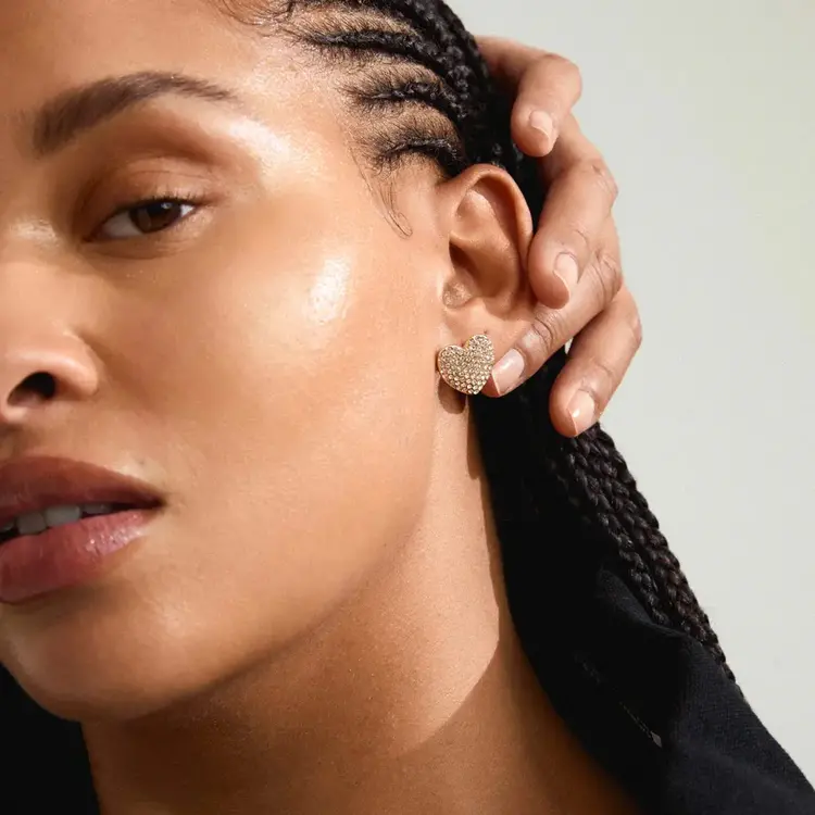 Pilgrim Jewellery DUNE Crystal Heart Stud Earrings Gold