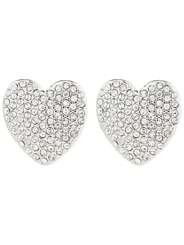 Pilgrim Jewellery DUNE Crystal Heart Stud Earrings Silver