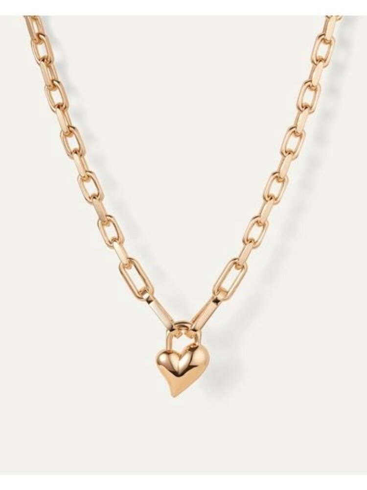 Jenny Bird Padlock Heart Pendant Necklace Gold