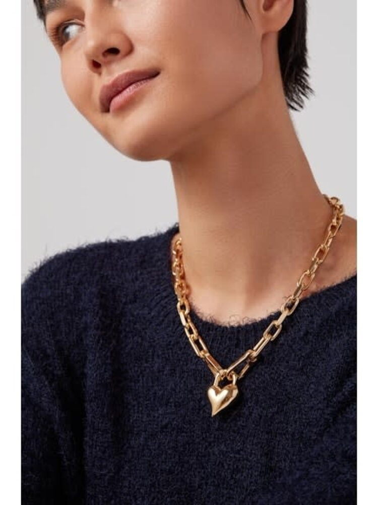 Jenny Bird Padlock Heart Pendant Necklace Gold