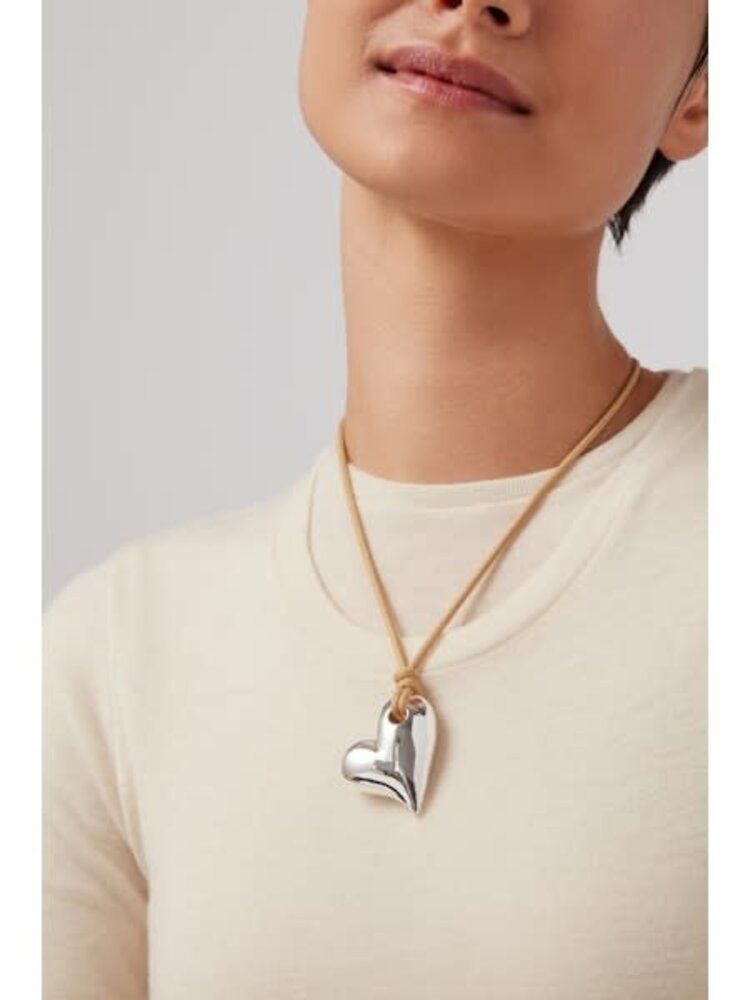 Jenny Bird Art Heart on a String Silver