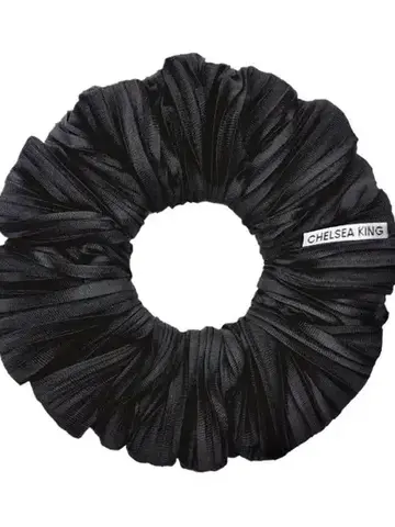 Chelsea King Plisse Black Scrunchie Classic