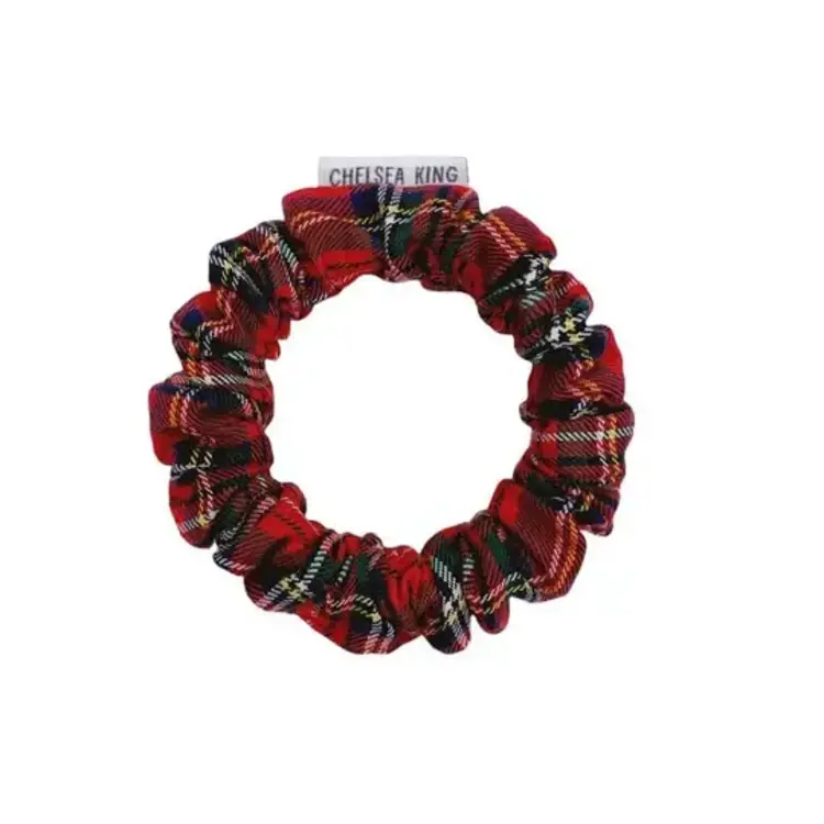 Chelsea King Bamboo Tartan Red Scrunchie Thin