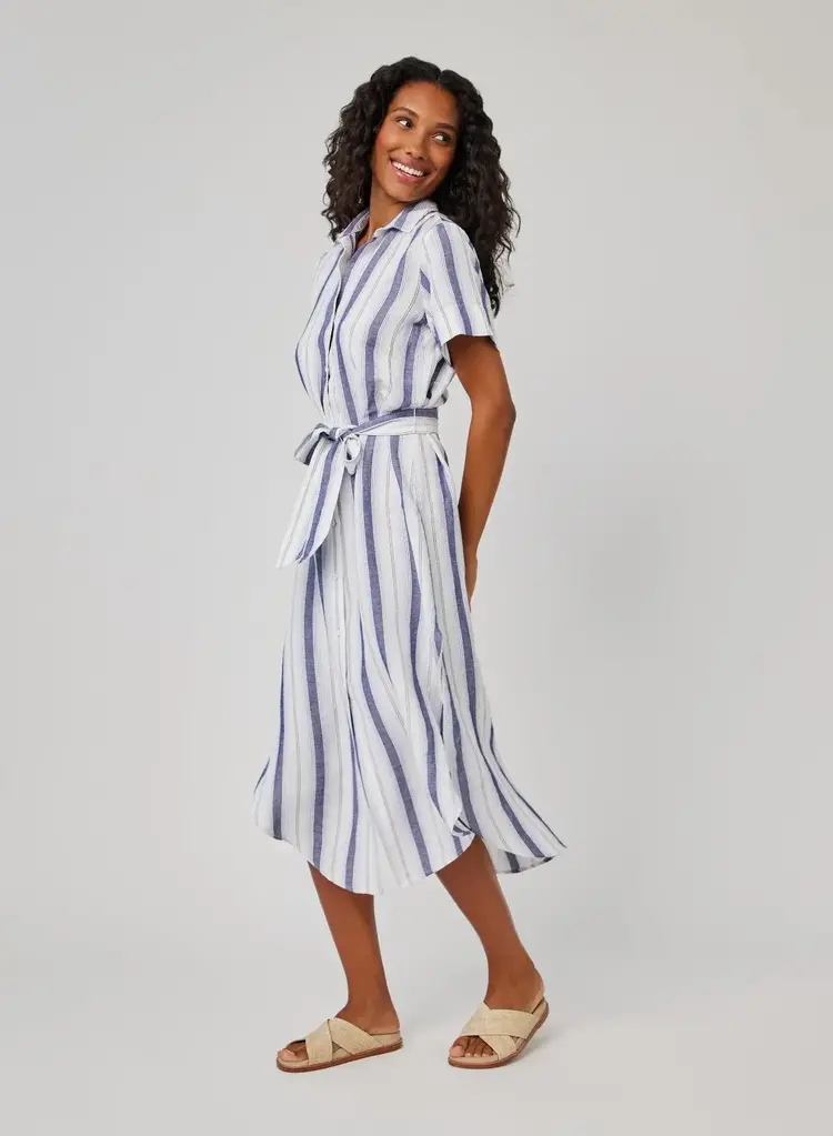 Bella Dahl Round Hem Maxi Shirt Dress Coastal Ombre Stripe