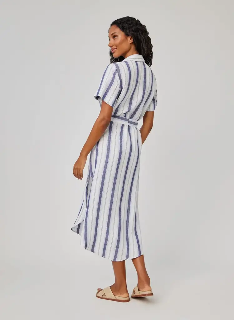Bella Dahl Round Hem Maxi Shirt Dress Coastal Ombre Stripe