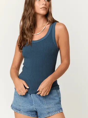 Project Social T Cooper Sweater Rib Tank Blue Pine