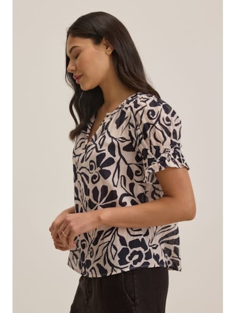 Velvet Leslie Printed Cotton Viscose Top Madrid