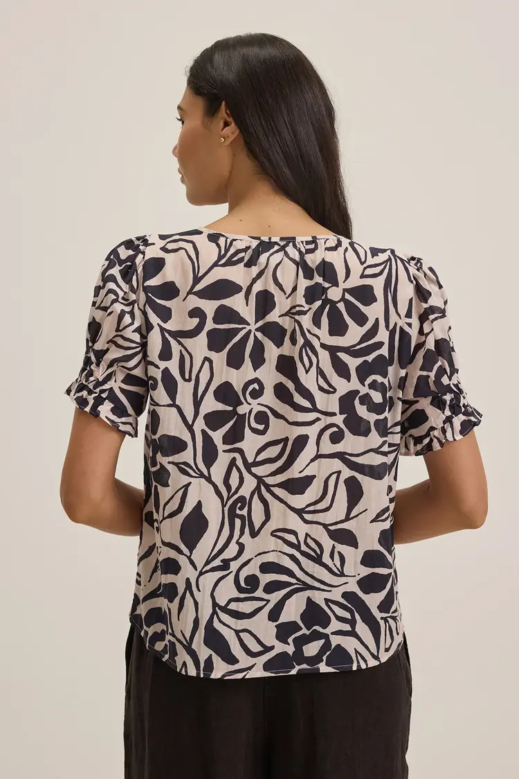 Velvet Leslie Printed Cotton Viscose Top Madrid