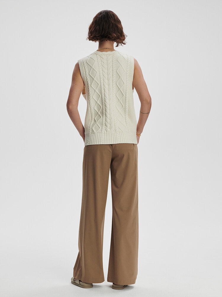 Varley Kay Cable Knit Vest Snow White