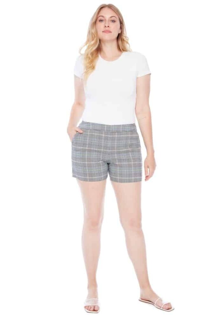 Lisa Neon Techno Short Neon Plaid Print