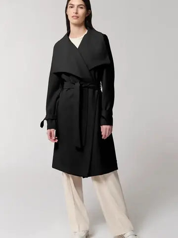 Soia & Kyo Olivia Relaxed Fit Belted Trench Coat Black