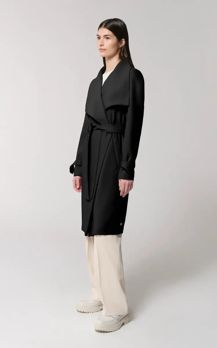 Soia & Kyo Olivia Relaxed Fit Belted Trench Coat Black