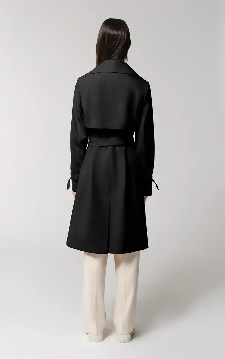 Soia & Kyo Olivia Relaxed Fit Belted Trench Coat Black