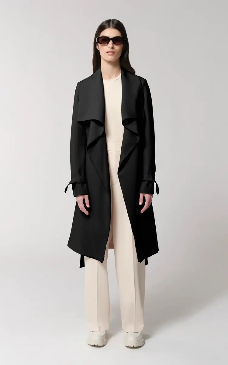 Soia & Kyo Olivia Relaxed Fit Belted Trench Coat Black