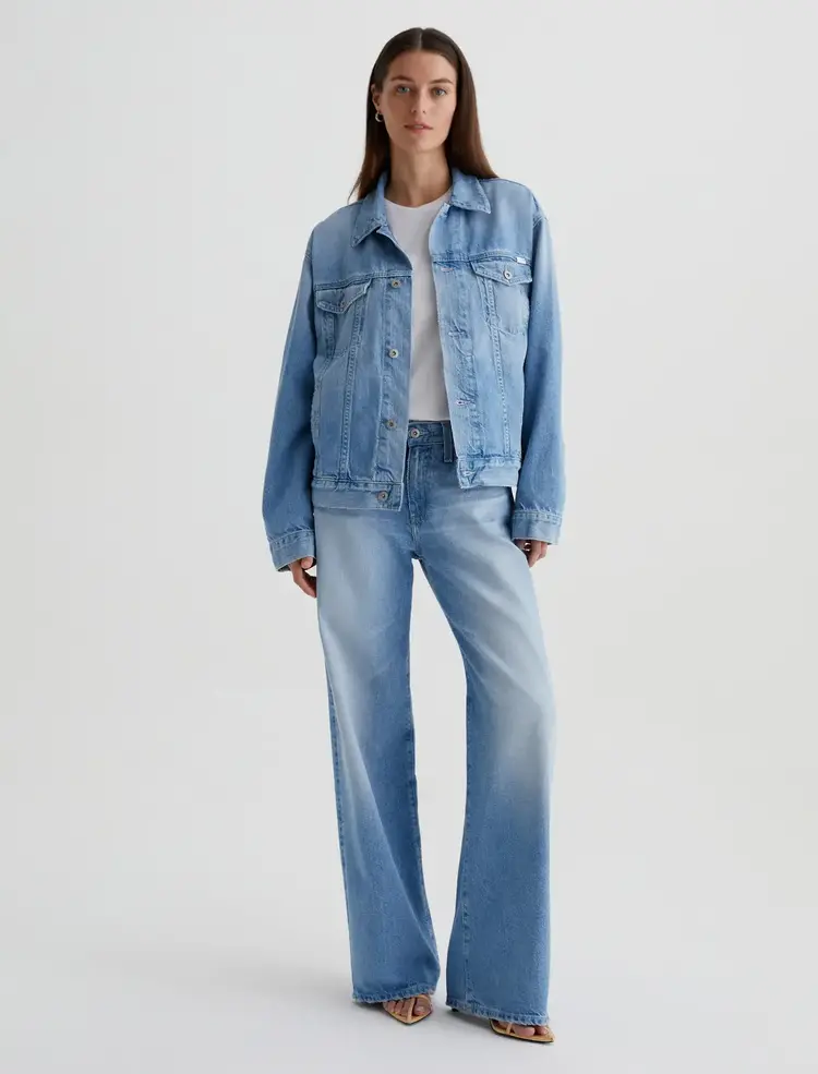 AG Denim Ramie Oversized Trucker Jacket - Siren