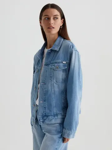 AG Denim Ramie Oversized Trucker Jacket - Siren