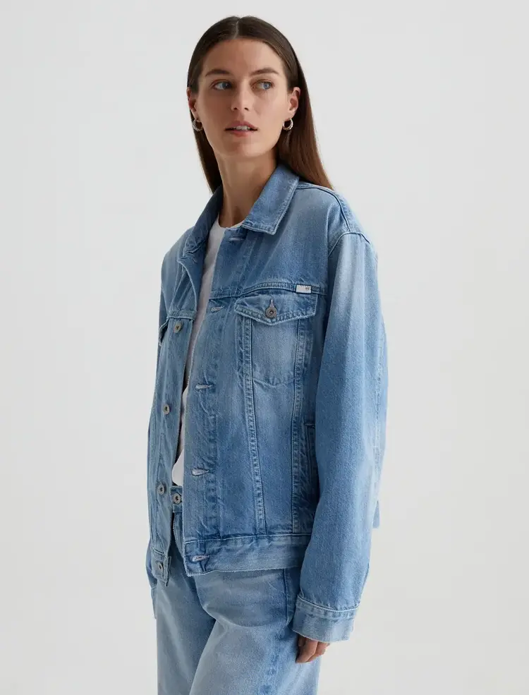 AG Denim Ramie Oversized Trucker Jacket - Siren