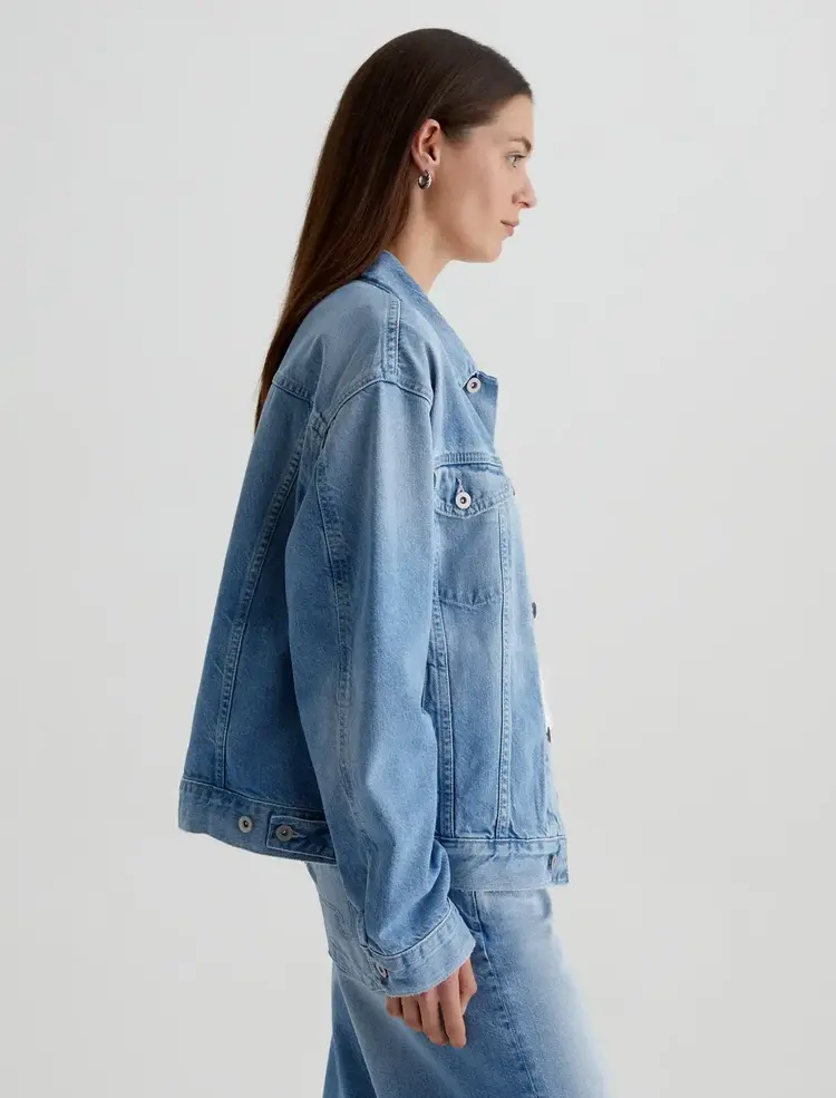 AG Denim Ramie Oversized Trucker Jacket - Siren