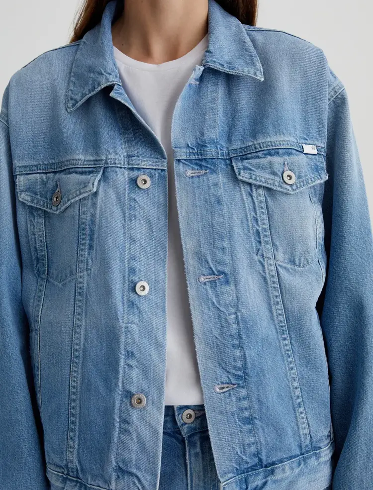AG Denim Ramie Oversized Trucker Jacket - Siren