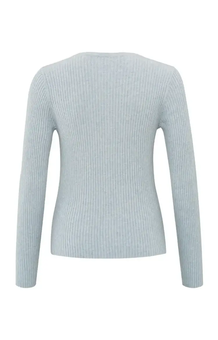 Yaya Faux Layered Ribbed Cardigan Grey Dawn Blue