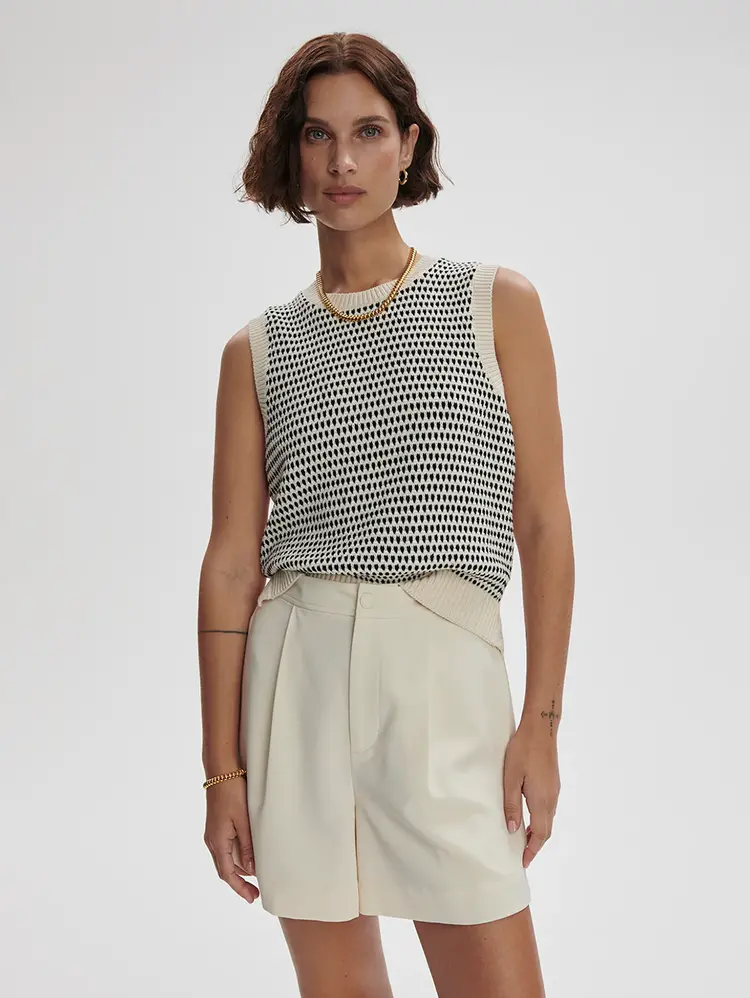 Varley Knowles Textured Knit Vest Birch Multi Stitch