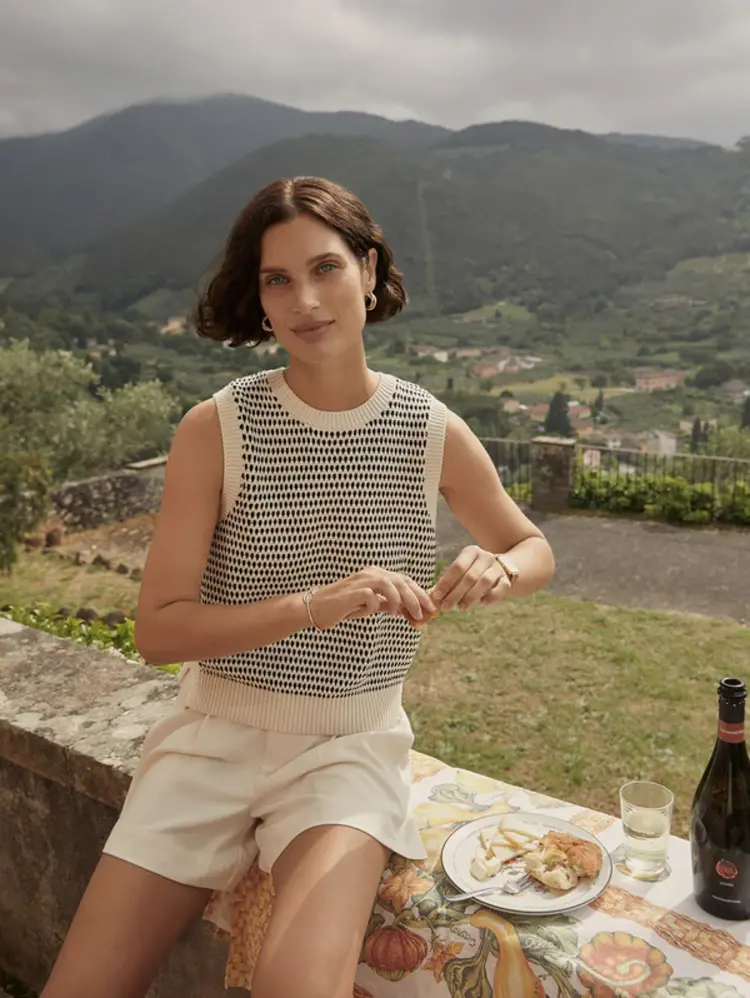 Varley Knowles Textured Knit Vest Birch Multi Stitch