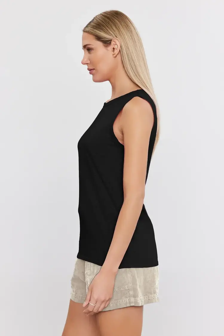 Velvet Taurus Cotton Slub Crewneck Tank Black