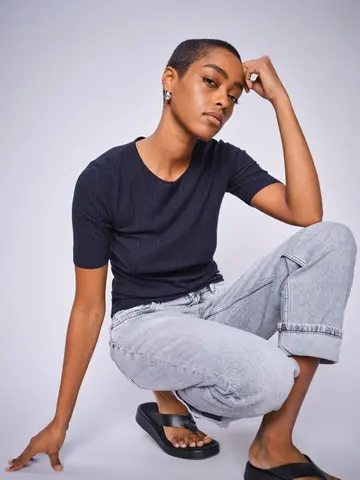 Mos Mosh MMBouch Rib SS Knit Salute Navy