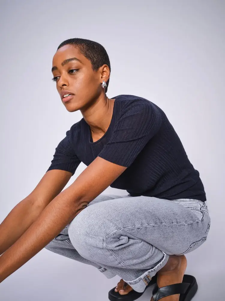 Mos Mosh MMBouch Rib SS Knit Salute Navy