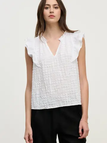 Velvet Eva Textured Gauze Top White