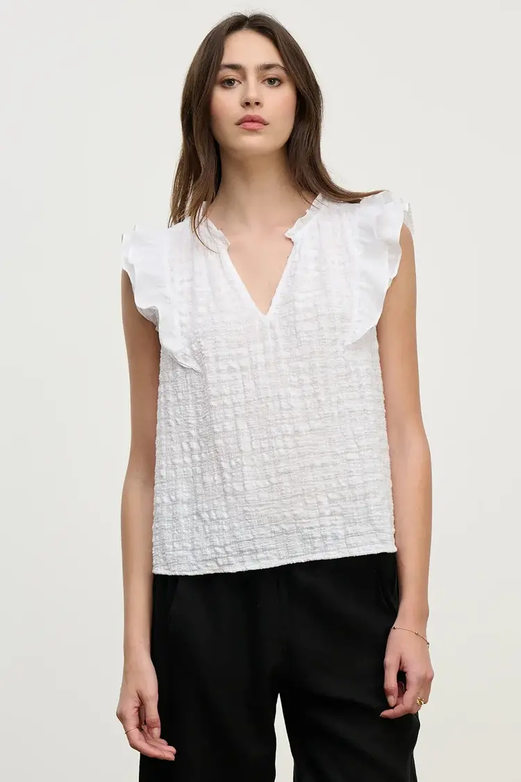 Velvet Eva Textured Gauze Top White
