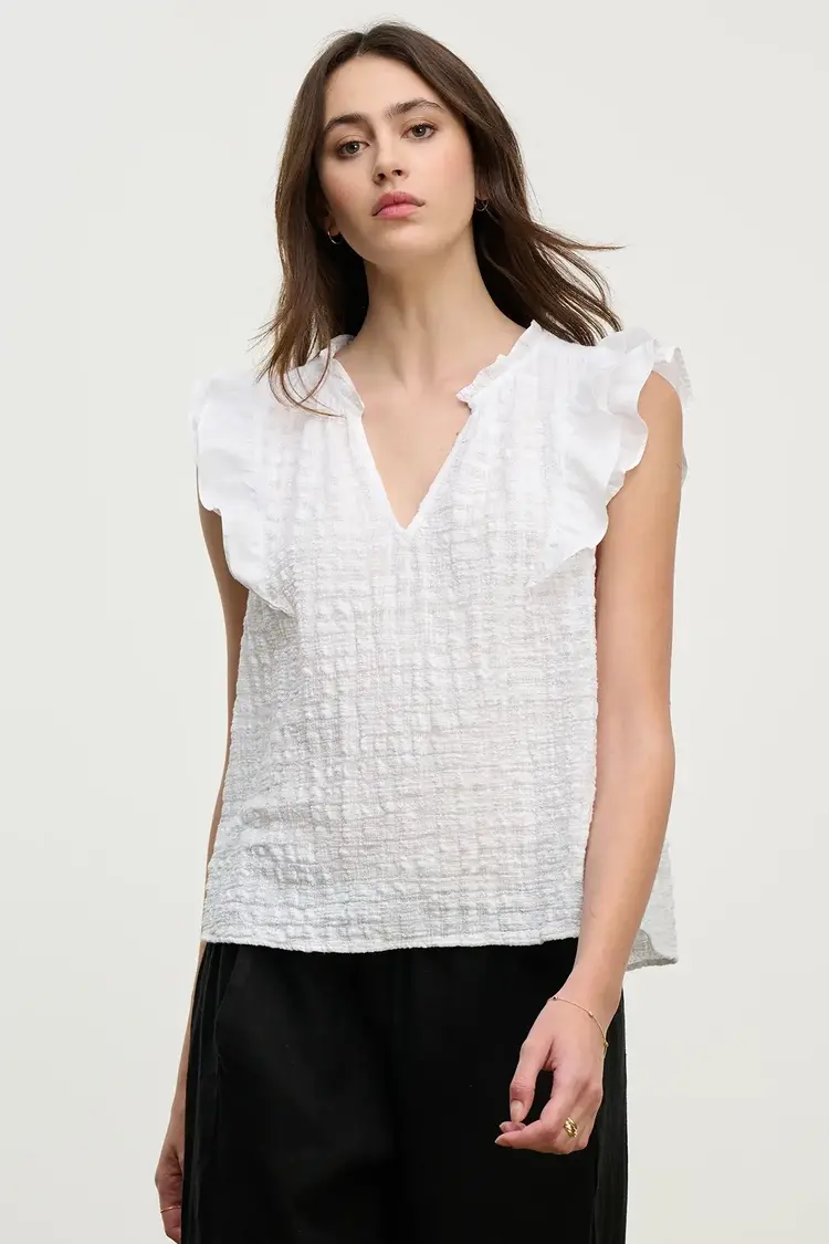 Velvet Eva Textured Gauze Top White