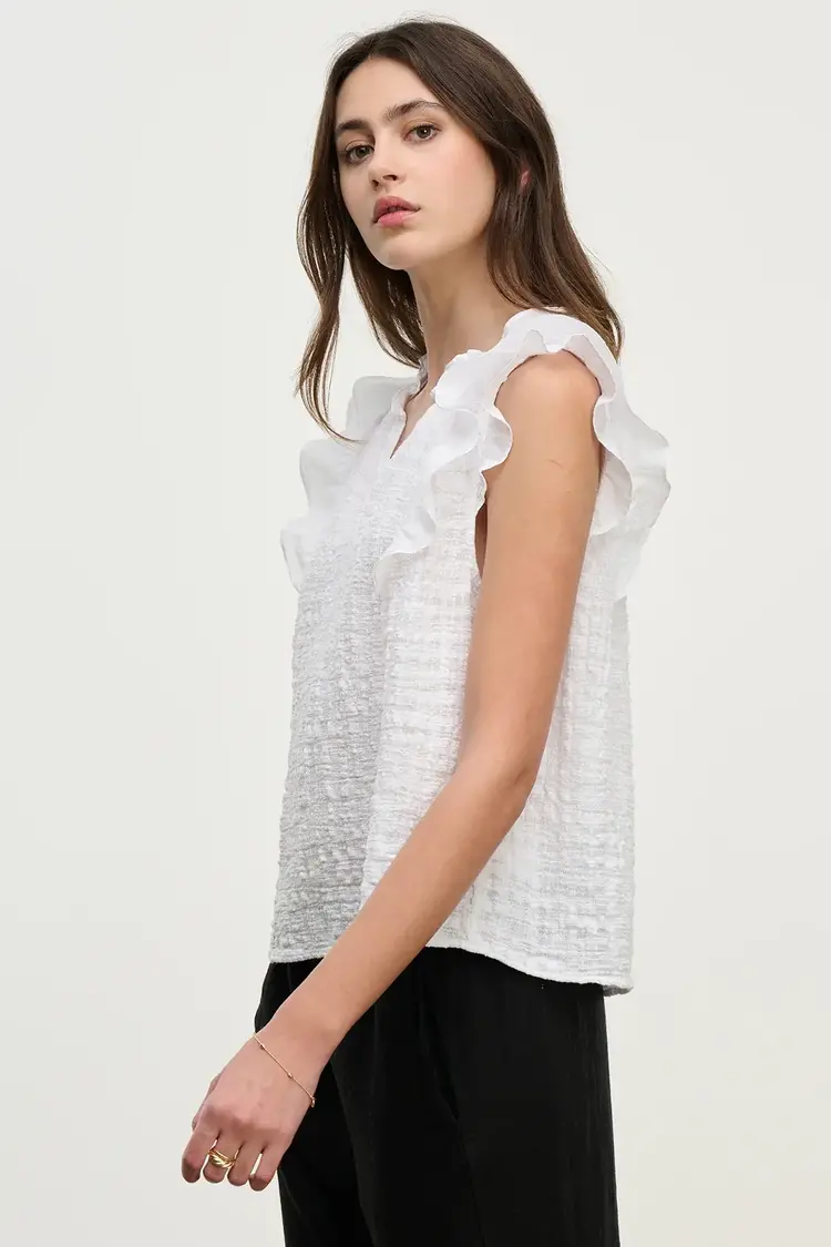 Velvet Eva Textured Gauze Top White