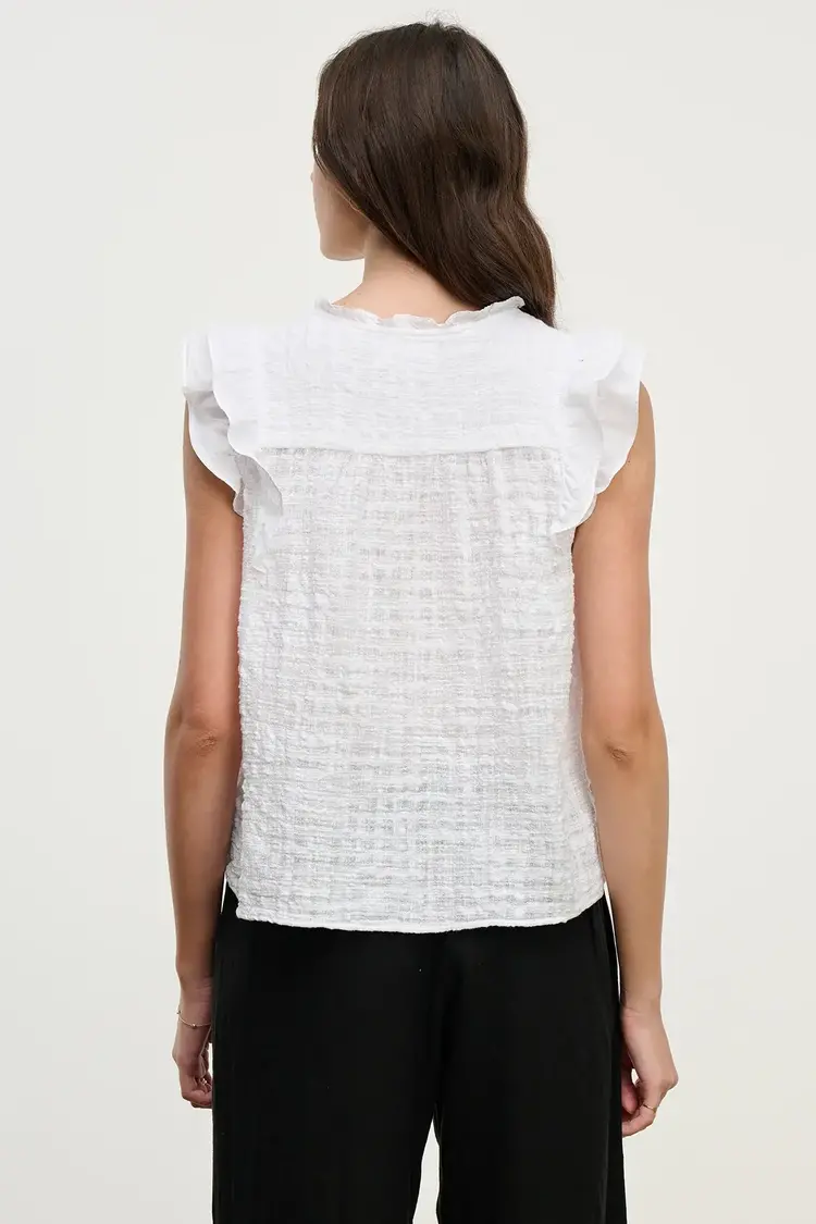 Velvet Eva Textured Gauze Top White
