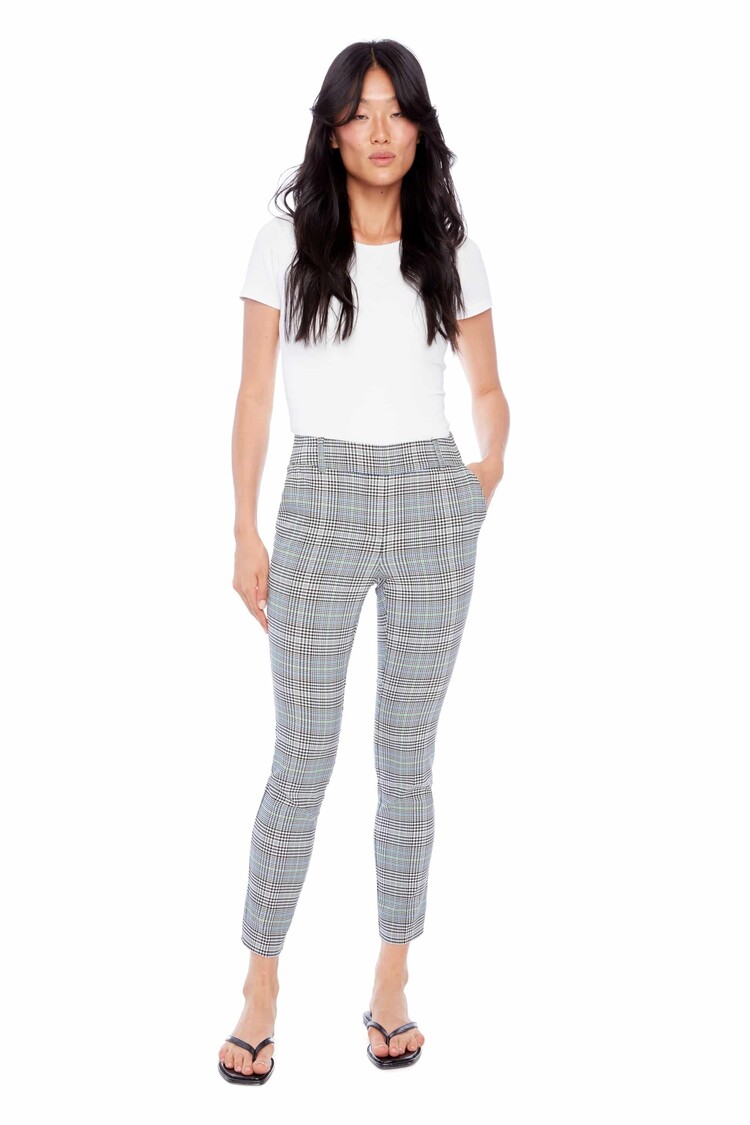 Gwenyth Techno Ankle Pant Neon Plaid Print