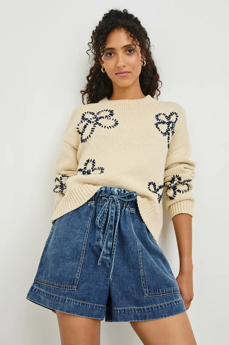 Rails ZOEY Pullover Ivory Navy Stitched Daisy